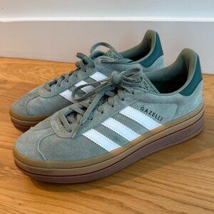 Adidas Gazelle Bold Silver Green Gum Sz 8.5 Womens